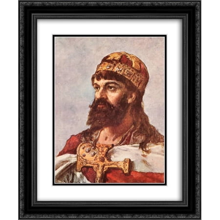 Jan Matejko 2x Matted 20x24 Black Ornate Framed Art Print 'Mieszko I of Poland'