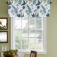 thumbnail image 3 of Tropical Botanical Curtain Valances for Windows, Kitchen Valance Window Treatments Panel 2 Pack, Summer Palm Leaves Peacock Blue Green Rod Pocket Short Curtains for Bathroom Bedroom 54 x 18 Inch, 3 of 8