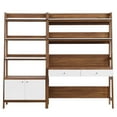thumbnail image 3 of Modway Bixby 2-Piece Wood Office Desk and Bookshelf in Walnut/White, 3 of 5