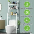 thumbnail image 6 of HioHa Over the Toilet Storage, 3-Tier Bathroom Organizer with Paper Holder & 3 Hooks, Sturdy & Stable Freestanding Space Saver Toilet Rack, White, 6 of 7