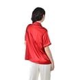 thumbnail image 3 of Blusa satinada con ribete Roman Fashion /Juvenil, 463 (Rojo) rojo G, 3 of 4