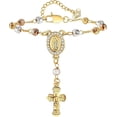 thumbnail image 1 of Catholic Gifts Rosary Bracelet for Women-14K Gold Virgin Mary Rosary Jesus Cross Charm Link Chain, Dainty Virgen de Guadalupe Religious Gift for Confi, 1 of 4