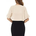 thumbnail image 7 of BODOAO Women's Cardigan Bolero Shrug Ruffle Short Sleeve Open Front Loose Sheer Jackets for Tops European and American New Ladies Chiffon Sleeve Short Sleeve Cardigan Beige L, 7 of 7