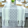 thumbnail image 4 of Boho Long Dining Table Runner with Tassels 14x90 Inches, Grey & Off White | Woven Washable Dresser Scarf | Farmhouse TableTop Cover with Fringe, 4 of 8