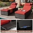 thumbnail image 5 of Outdoor Chaise Lounge Chairs for Outside Patio Furniture Set of 2 Wicker Recliner Rattan Sunbathing Lounger Adjustable Backrest Pool Reclining Chair, 5 of 7