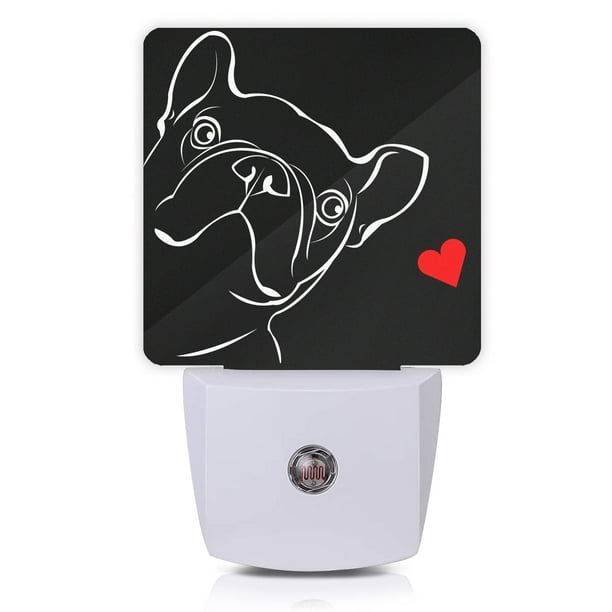 Lámpara LED de Bulldog Francés Smoaffly con Sensor Automático de Noche