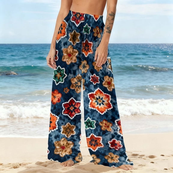 Neewe Womens Swimsuits Cover Up Pants for Women Boho High Waist Swimwear Pants Sheer Beach Bikini Bottoms