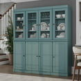 thumbnail image 3 of Palace Imports 100% Solid Wood Kitchen Pantry Storage Cabinet with Solid, Clear Glass Doors, Adjustable Shelves and 2-Drawers, Aqua Blue, 3 of 5