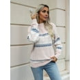 thumbnail image 3 of Women'S Casual Leopard Print Knitted Pullover Sweaters Long Sleeve Crew Neck Jumper Tops Pink M, 3 of 7