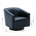 thumbnail image 7 of Swivel Accent Chair, Round Barrel Chiar with Wood Base, PU Upholstered Armchair Sofa Chair with High Density Foam Cushion, Comfy Lounge Chair for Living Room, Bedroom, Blue PU, 7 of 7