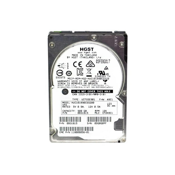 HUC101890CSS200 Hgst Ultrastar C10K1800 900GB 2.5" 10K RPM 128MB SAS Hard Drive Hard Drives - SAS