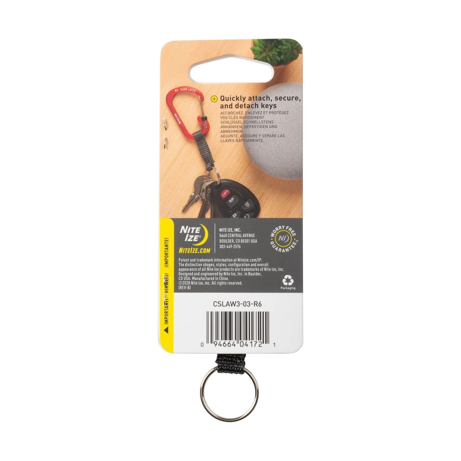 Porte-clés SlideLock® en aluminium - bleu