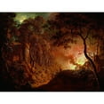 thumbnail image 2 of Joseph Wright of Derby 24x19 Black Ornate Framed Double Matted Museum Art Print Titled: Cottage on Fire (C. 1786-1787), 2 of 5