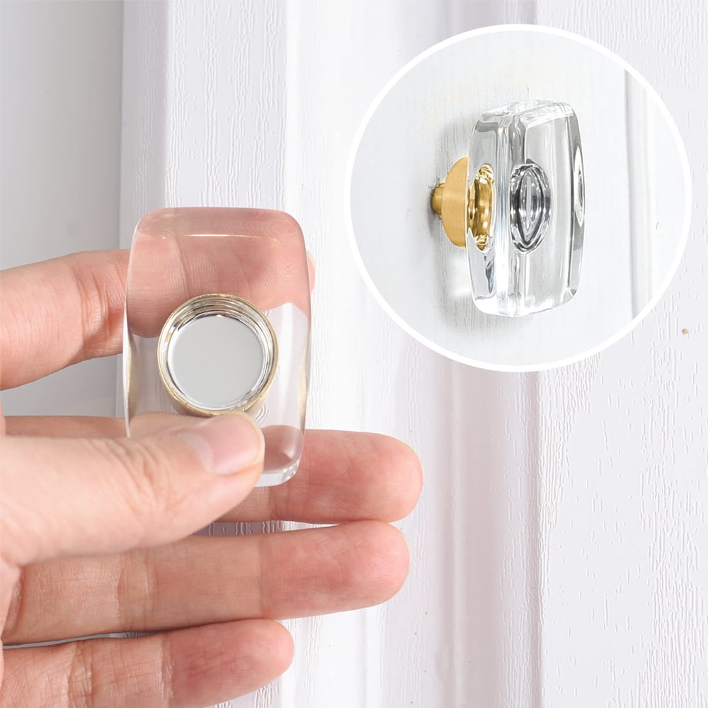 TOP-MAX 6PCS Artificial Crystal Cabinet Exterior Knob Rectangular Drawers Handles Cupboards Handles (Silver)