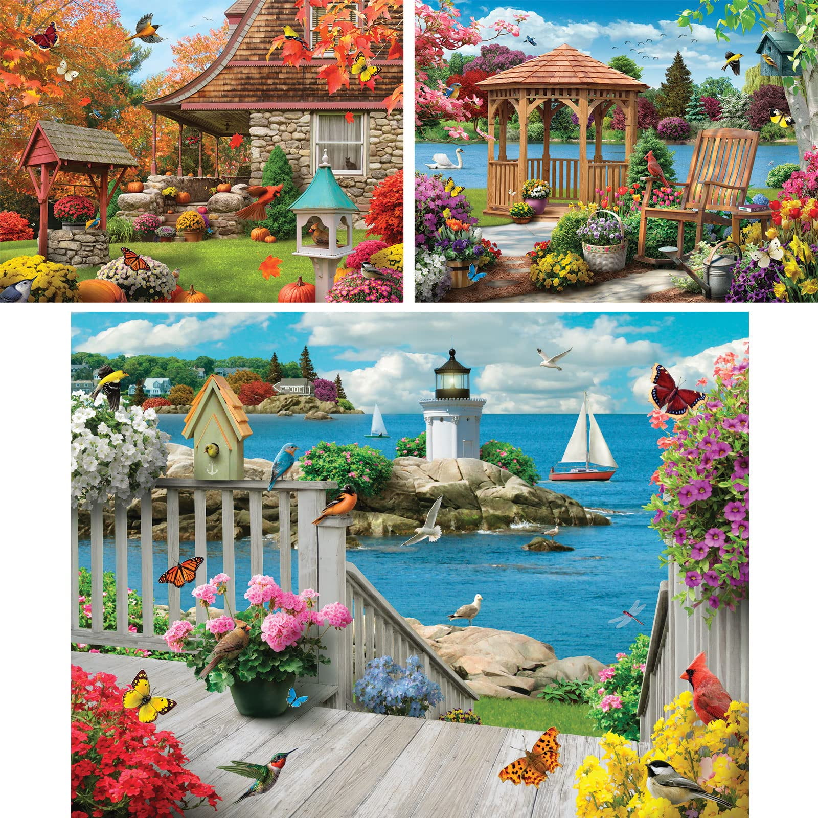 Bits and Pieces Set of 3 500 Piece Jigsaw Puzzles for Adults Season Collection by Alan Giana 18"x24"