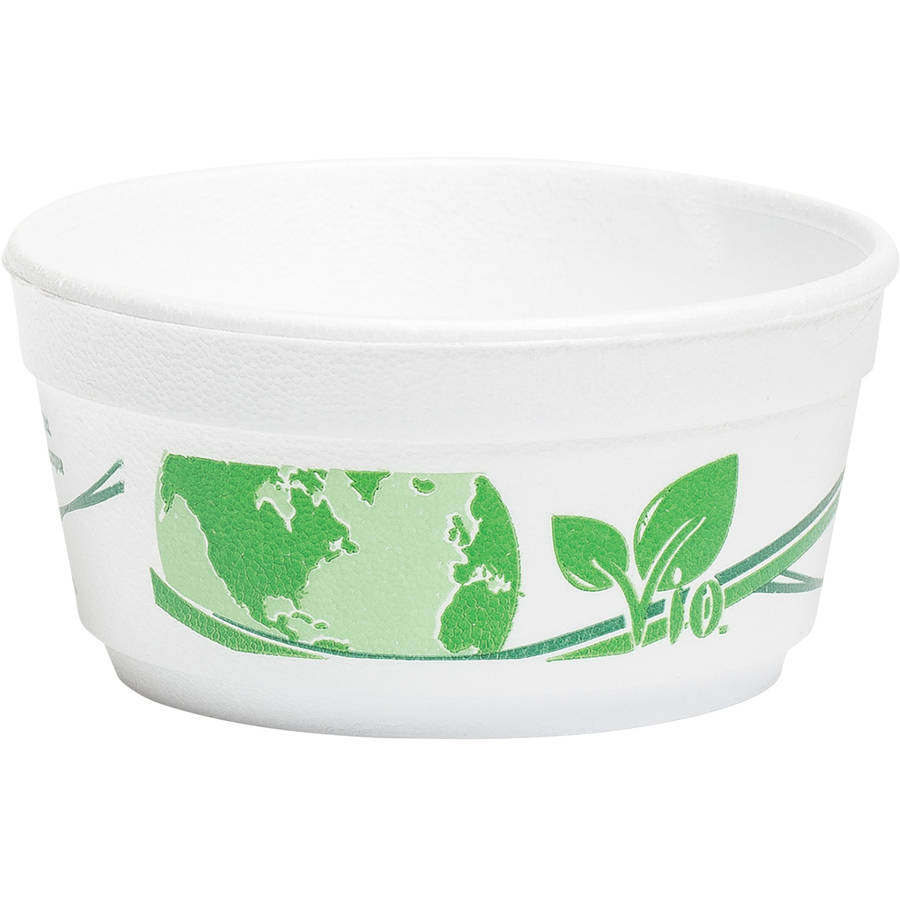 WinCup Vio Biodegradable 8 Oz Foam Bowls, White/Green, 500 count