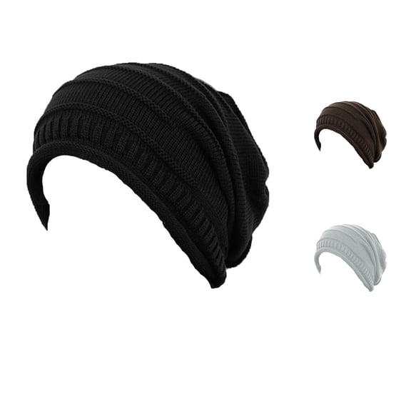 XIAOCHA Women’S Slouch‑Fit Beanie Solid Hats Casual Fall‑Winter Bonnet,Black