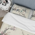 thumbnail image 4 of Designart "Multicolored Birds on Plum Blossom Tree I" Bird Bedding Covert Set - Shabby Chic Beige Animals Bed Set With 2 Shams, 4 of 6