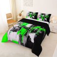 thumbnail image 2 of Homewish Green Modern Abstract Queen Comforter Set,Aesthetic Artwork Comforter Sets Queen,Black Reversible,3 Pieces,1 Comforter and 2 Pillowcases, 2 of 7