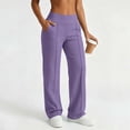 thumbnail image 5 of Vibrex Lightweight Wide Leg Pants Women Front Seam Elastic Waist Sweatpants Women Casual Lounge Travel Pants with Pockets Solid Color Loose Pants, 5 of 7