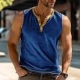 thumbnail image 2 of FRSASU Men's Workout Tank Tops Sleeveless Gym Muscle Color Block Basic Summer Beach Henley Shirt Blue, 2 of 6