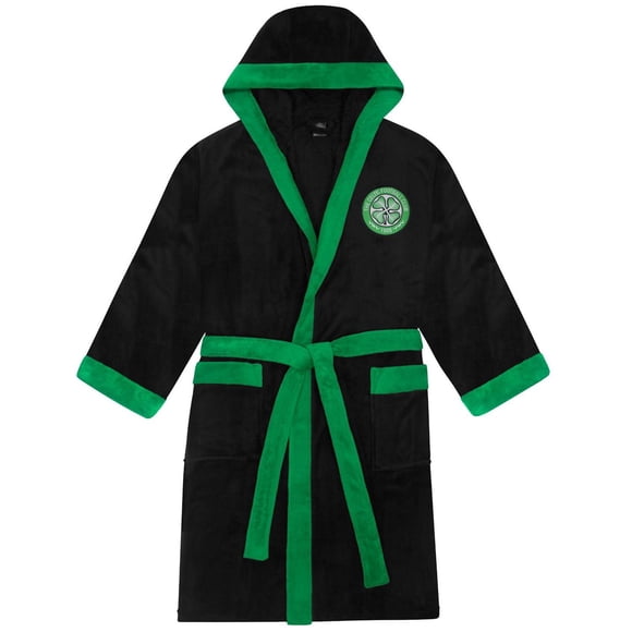 Celtic FC Mens Crest Fleece Contrast Trim Dressing Gown
