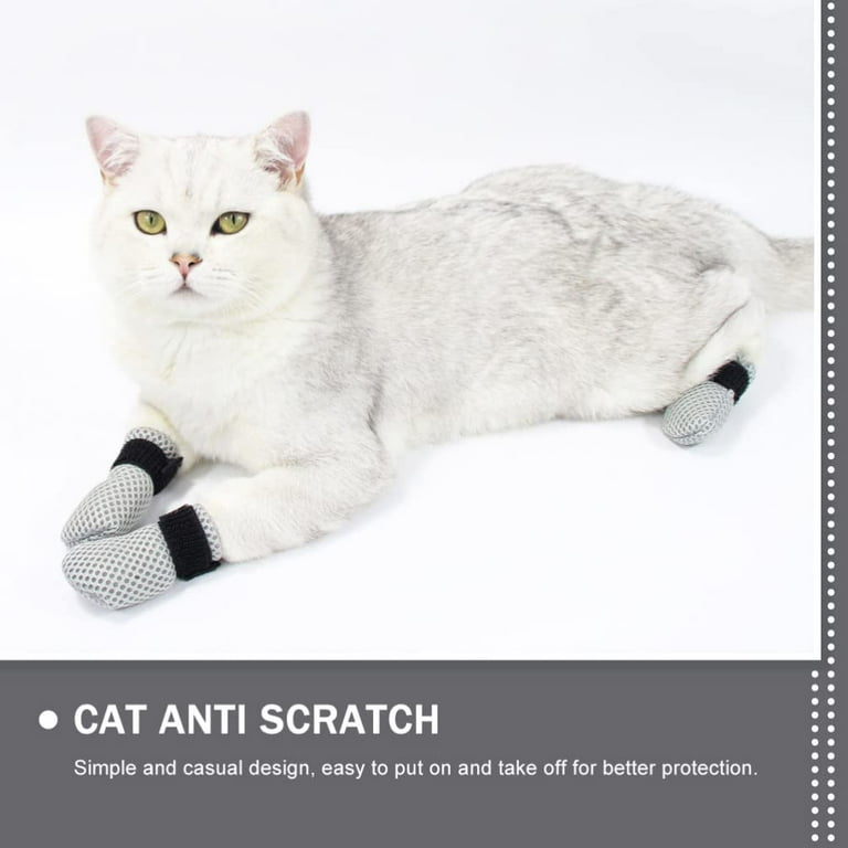 4Pcs Cat Nail Caps Cat Claw Covers Cat Nail Covers Caps Shoes for Cats Socks for Cats Anti Scratch Cat Paw Protector Pet Grooming Booties for Bathing