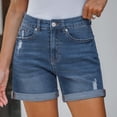 thumbnail image 6 of Huesdet Women's High Waisted Stretchy Denim Shorts Jean Shorts Blue,XL, 6 of 9