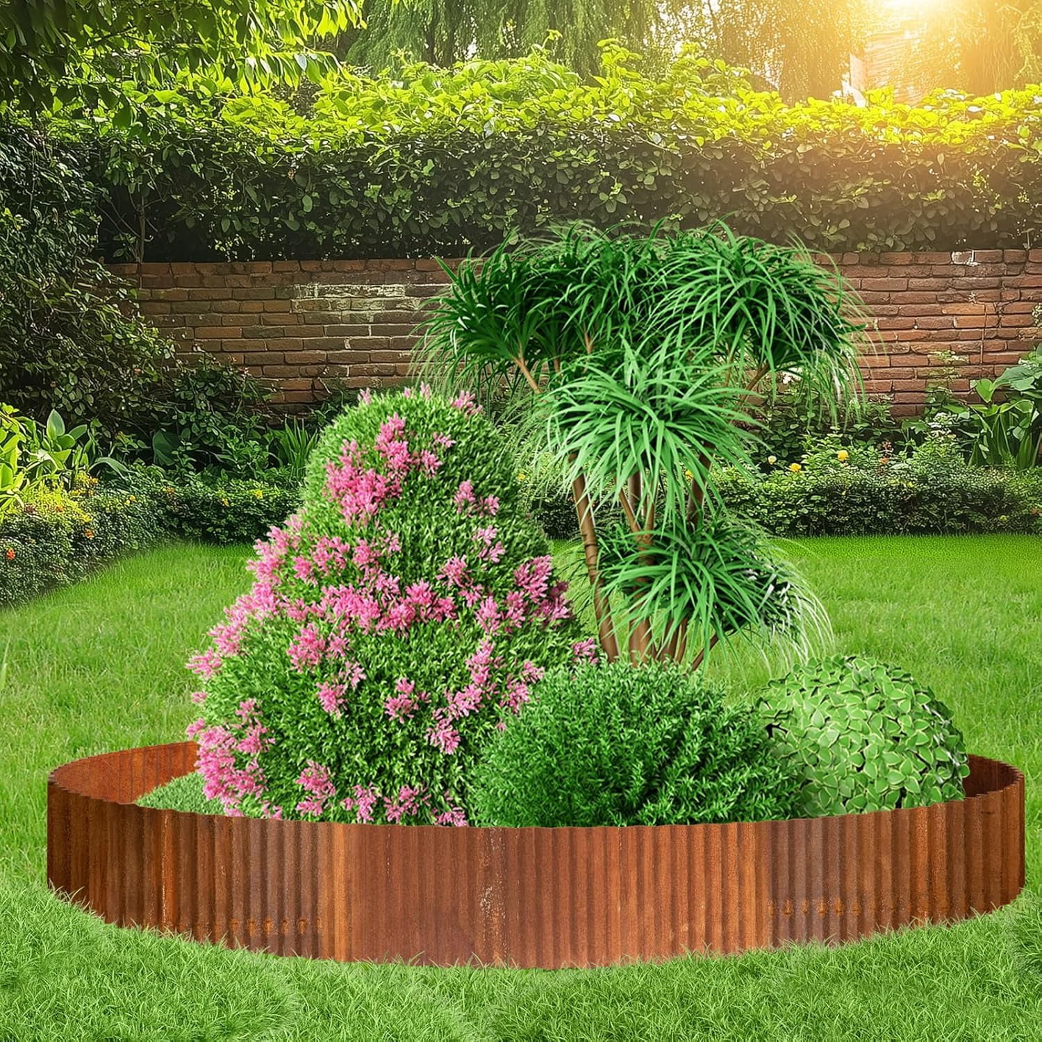 MTART Metal Garden Edging 6Inch x 40FT, Sturdy Corrugated Steel Landscaping Border with Safe Hemmed Edges, Easy Installation for DIY Flower Beds, Lawns, Pathways, Tree Rings, Yards (Rusty)