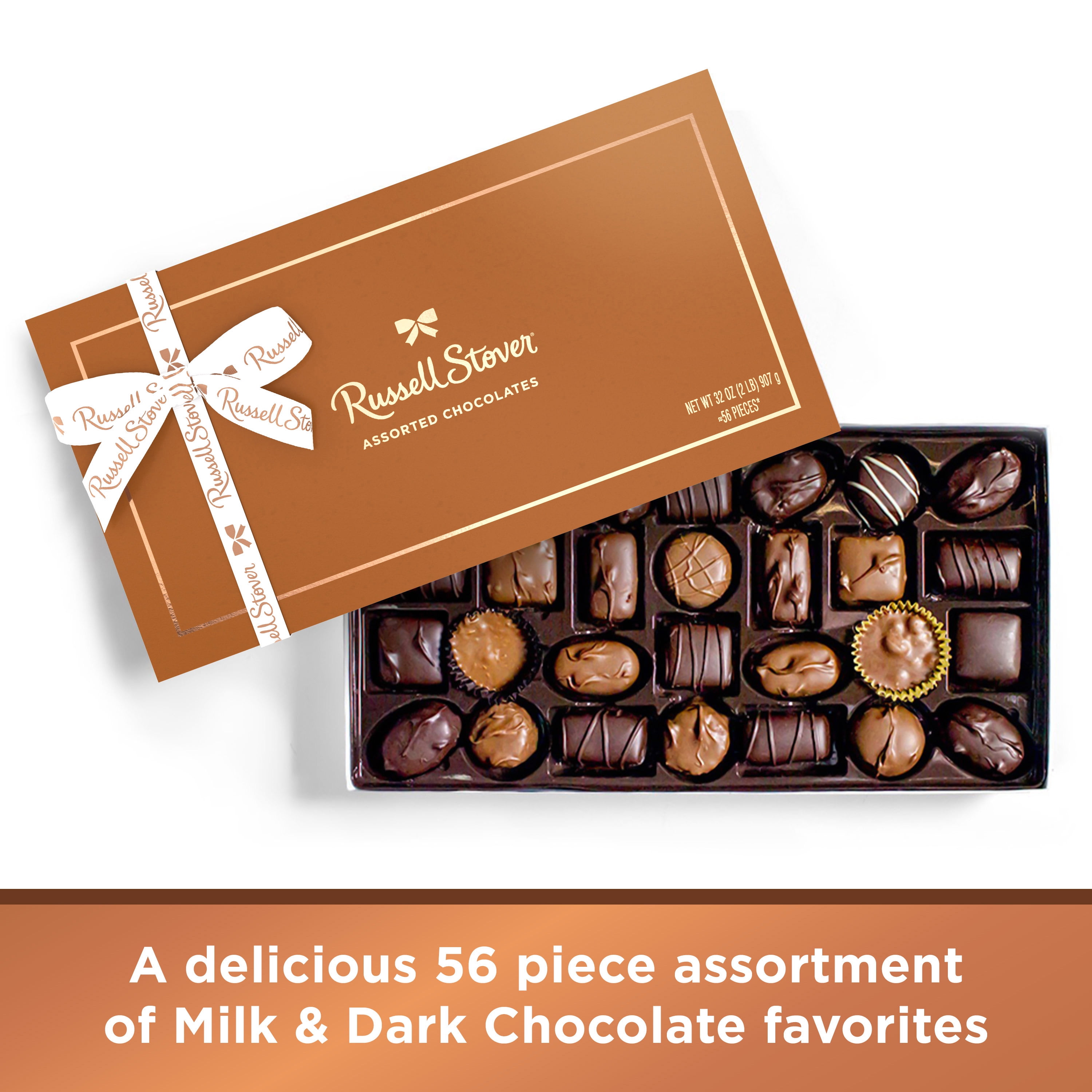 RUSSELL STOVER Assorted Milk & Dark Chocolate Gift Box, 32 oz. (≈ 56 pieces)