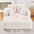 thumbnail image 4 of Muumblus Oversized Chaise Lounge Chair Indoor Furniture, No Assembly Required, Plush Corduroy Upholstered Sofa Bed Cozy Sleeper Couch for Living Room, Bedroom, Beige White, 4 of 11