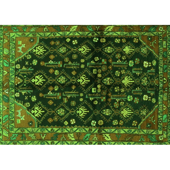 Ahgly Company Indoor Rectangle Persian Green Traditional Area Rugs, 5' x 7'