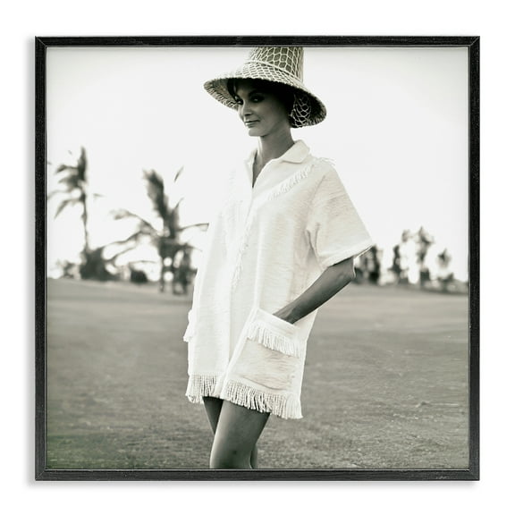 Stupell Industries Beach Beauty in Sepia People Photography Black Framed Art Print Wall Art, 12 x 12