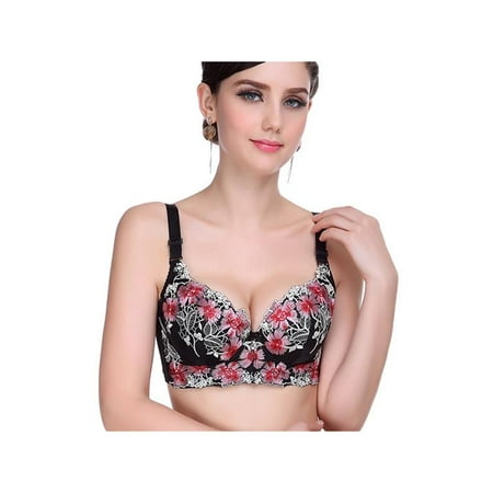 Embroidery Padded Underwire Bra - Topumt Women Thin Padded Bra Lady Embroidery Push Up Gather Adjustment Bra Underwear Lingerie Sexy Floral Underwire Bra