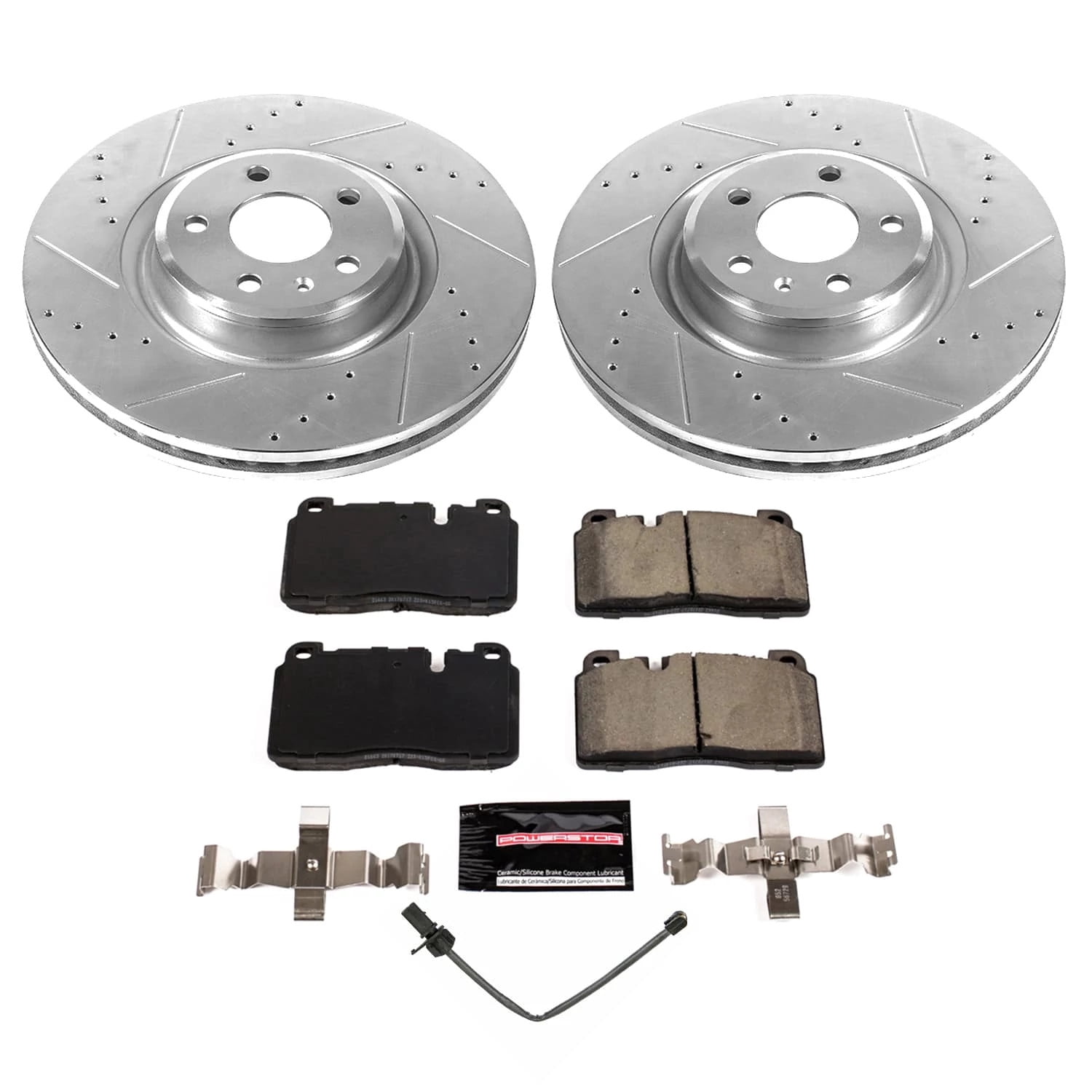 PowerStop Front Z23 Evolution Sport Carbon-Fiber Ceramic Brake Pad and Drilled & Slotted Rotor Kit Fits: AUDI Select Models K9025