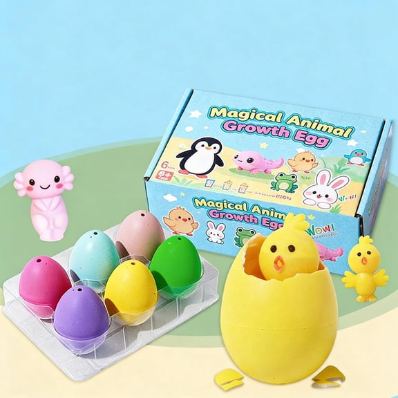 Easter Water Grow Eggs - 6 Pack Surprise Hatchable Animals Toys, Expanding Water Magic Eggs for Kids, Easter Basket Stuffers & Party Favors Gift