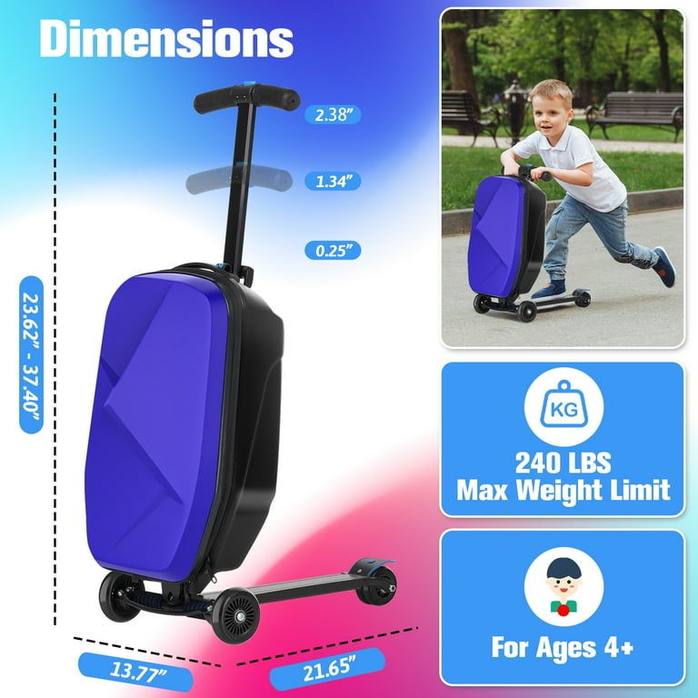 Advwin Scooter Luggage for Kids Adults, Hardside Ride on