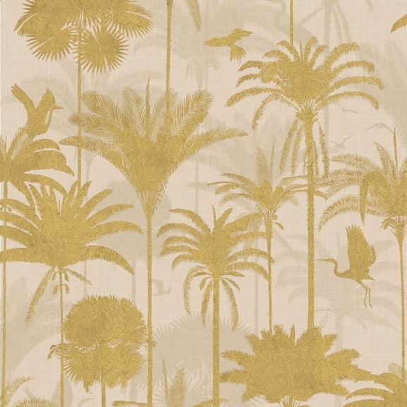Tempaper Royal Palm Metallic Gold Peel and Stick Wallpaper, 20.5" x 16.5'