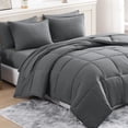 thumbnail image 1 of Comforter Set Double Size Bed in a Bag Pre-Washed – Brushed Microfiber with Comforter, Flat Sheet, Fitted Sheet, 2 Pillowcases & 2 Shams – Brushed Full Size Bed Set - Charcoal, 1 of 14