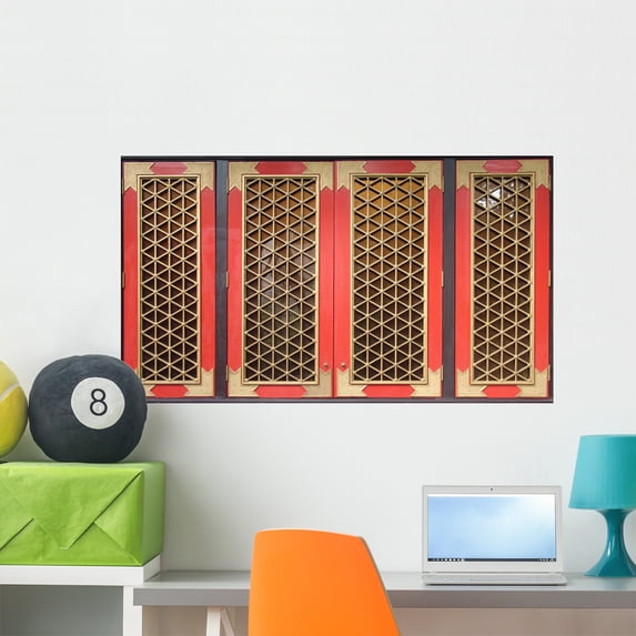 Traditional Chinese Red Wooden Wall Mural by Wallmonkeys Peel and Stick Graphic (36 in W x 21 in H) WM184673