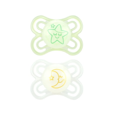 MAM Glow In The Dark Pacifiers, Baby Pacifier 0-6 Months, Best Pacifier for Breastfed Babies, Premium Comfort and Oral Care 'Perfect' Collection, Unisex,