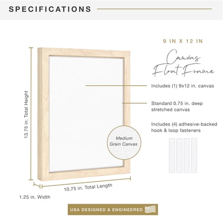 MCS Canvas Float Frames 16x20 Frame, Black Frame for Finished Canvases, Vertical & Horizontal Wall Hanging Large Frame with Adhesive for Canvas Paintings (1-Pack)