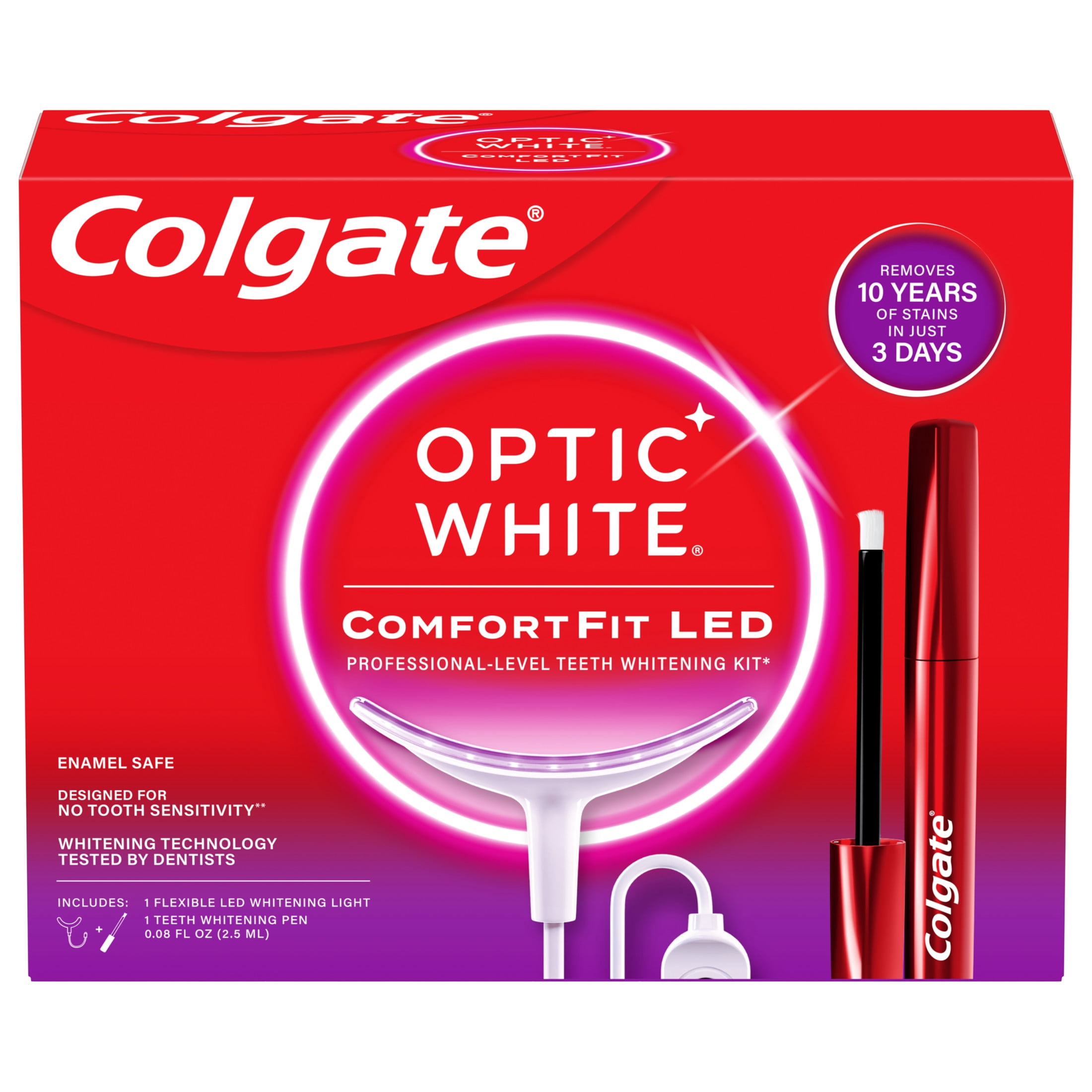 Colgate Optic White ComfortFit LED Hydrogen Peroxide Teeth Whitening Kit
