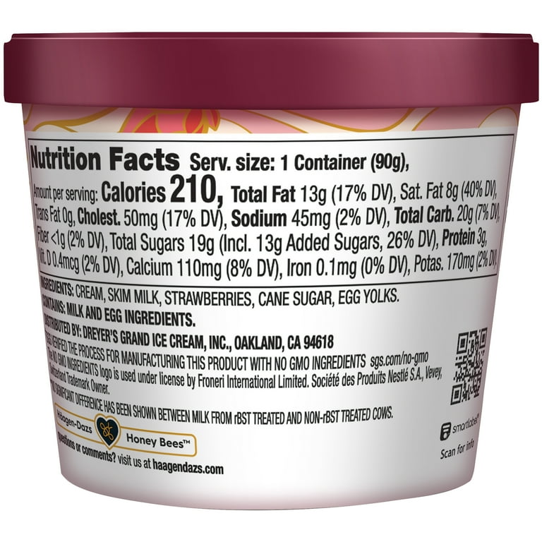HAAGEN-DAZS Ice Cream, Strawberry, 3.6 fl. oz. Cup | No GMO