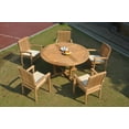 thumbnail image 2 of Grade-A Teak Dining Set: 5 Seater 6 Pc: 60" Round Table And 5 Wave Stacking Arm Chairs Outdoor Patio WholesaleTeak #WMDSWVm, 2 of 4