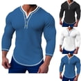 thumbnail image 2 of Qingpeng Mens Long Sleeve Shirts Front Button Casual T-Shirts Washed Soft Classic Basic Tee, 2 of 6