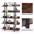 thumbnail image 5 of TribeSigns 5 Tiers Bookcase, 5-Shelf Industrial Style Etagere Bookcases and Book Shelves, Metal and Wood Free Vintage Bookshelf with Back Fence, 5 of 7