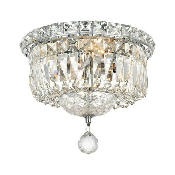 Home Decorative Tranquil 4 Light Chrome Flush Mount Clear Royal Cut Crystal