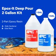SRC Epox-It Deep Pour Epoxy Casting Resin Kit, 2 Gallon Crystal Clear Epoxy Resin, 1:1 Mix Ratio, Up to 2” Deep, for Casting Art, River Tables, Live Edge Wood, Bar Top, Tabletop