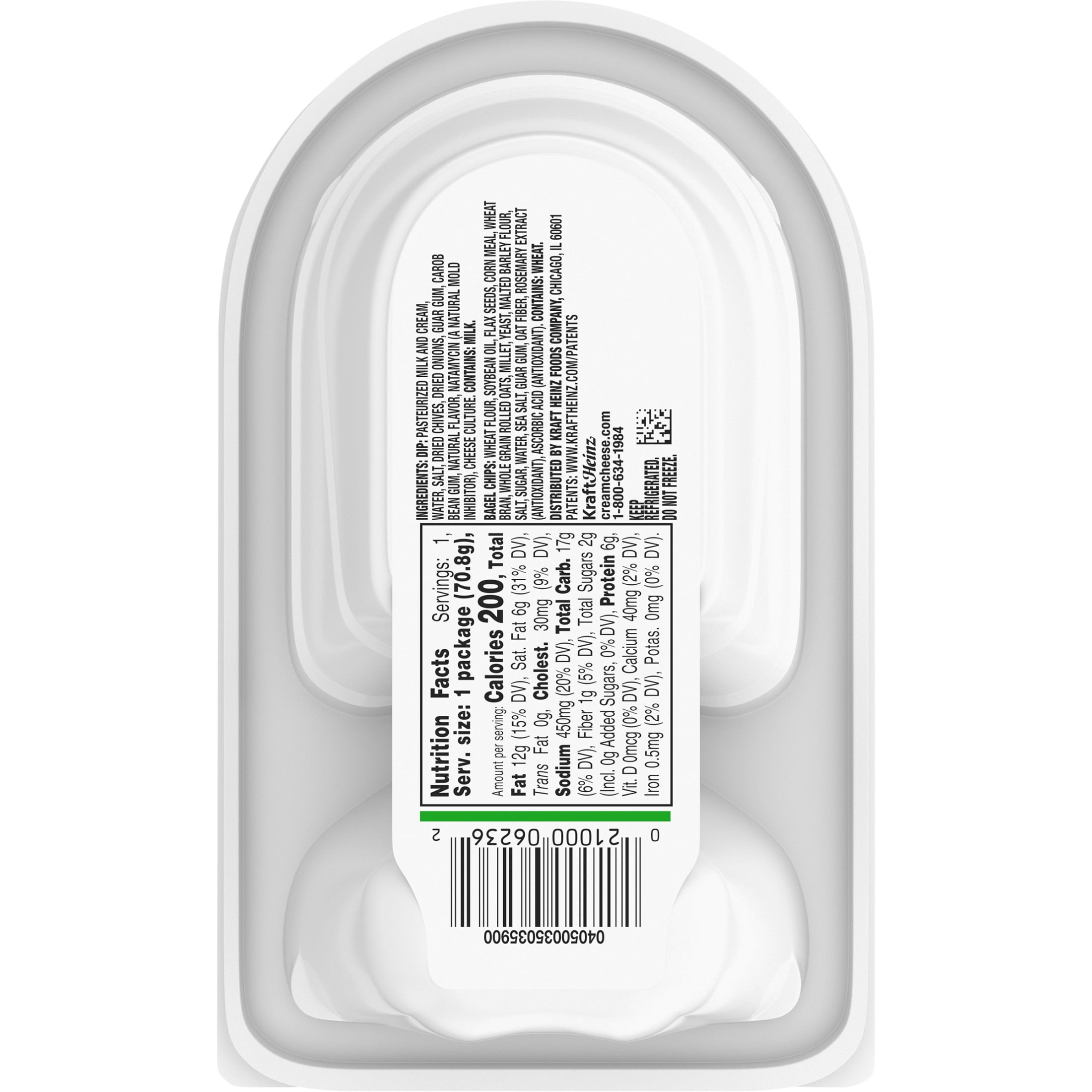 Philadelphia Multigrain Bagel Chips & Cream Cheese Dip, 1 Tray, for On-the-Go Snacking, Chive & Onion, No Artificial Flavors, Made with Real Vegetables, 2.5 oz